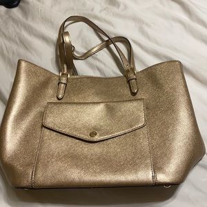 Gold Michael Kors beach bag